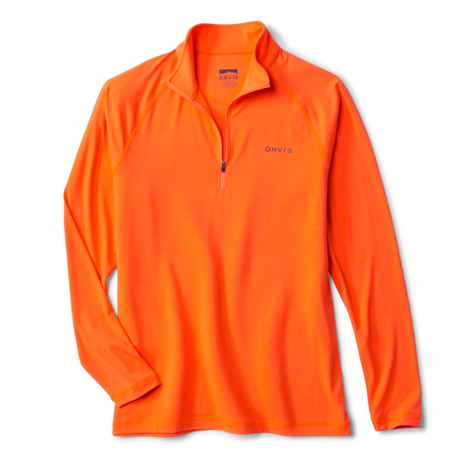 Orvis Hoodie DriRelease 1/4 Zip Light Blaze Orange Gr.L