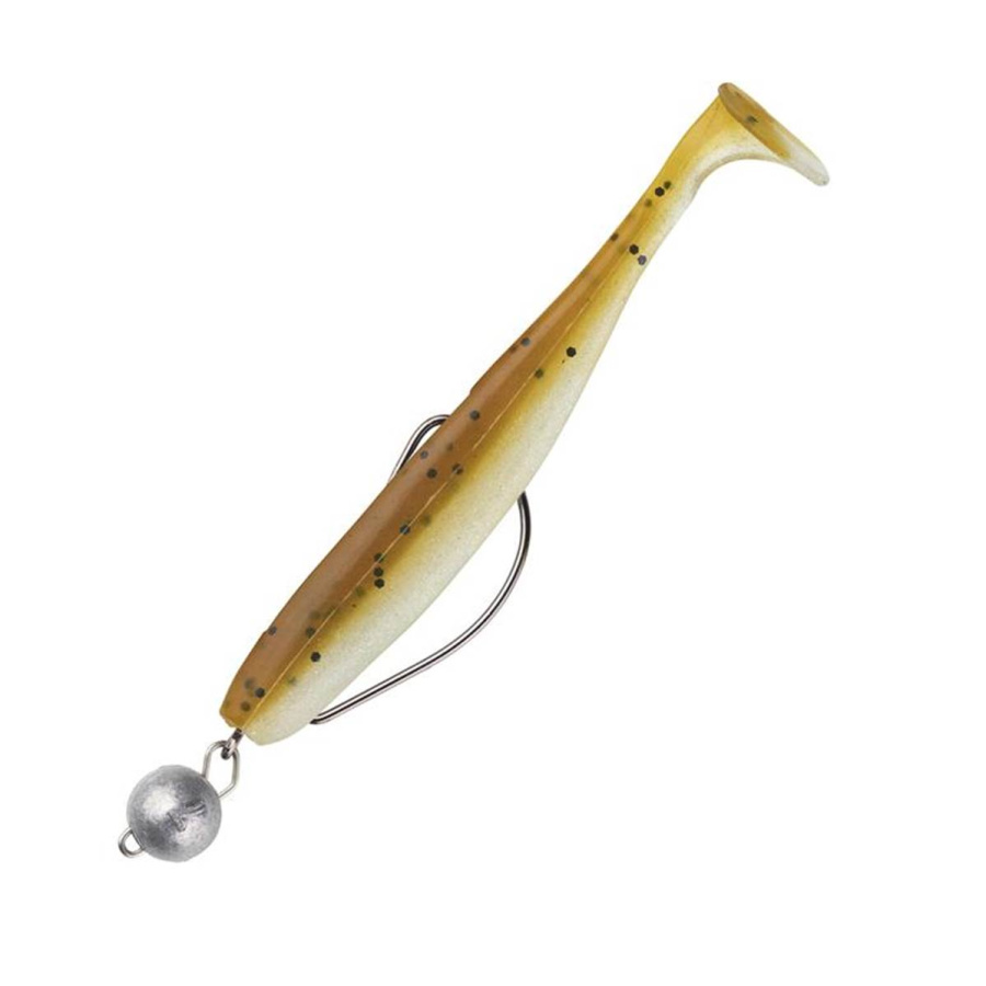 Swimy Gummifisch Cheburashka Pompei Shad Rigged braun-weiss-glitter