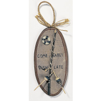 Deko Board Holz &quot;Come Early - Fish Late&quot; 23cm x...
