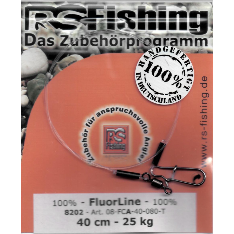 RS Fishing Hardmono FluorLine 40cm Wirbel-Karabiner 0,80mm 25kg