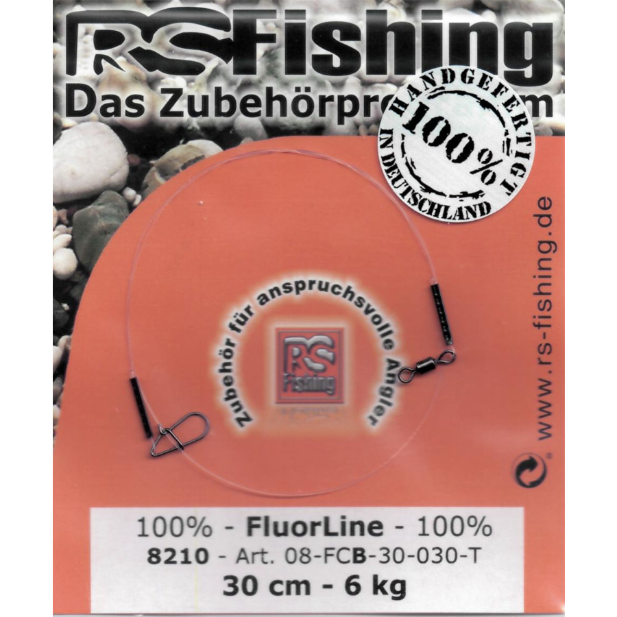 RS Fishing Hardmono FluorLine 30cm Wirbel-Karabiner 0,40mm 10kg