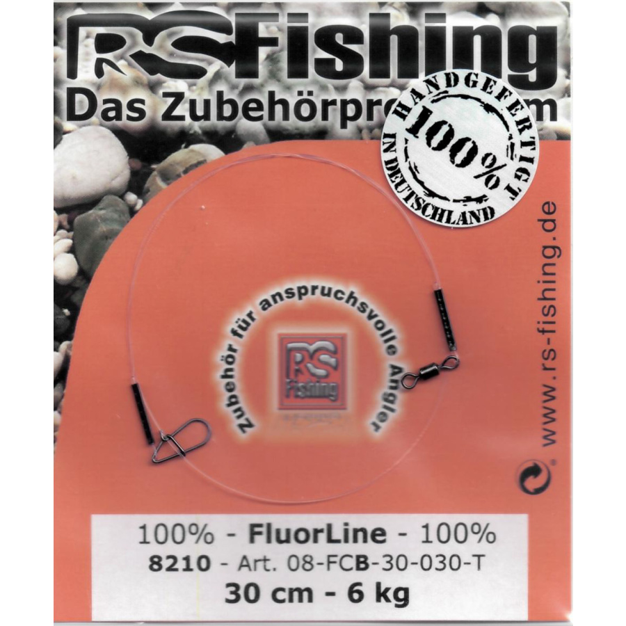 RS Fishing Hardmono FluorLine 30cm Wirbel-Karabiner 0,50mm 15kg